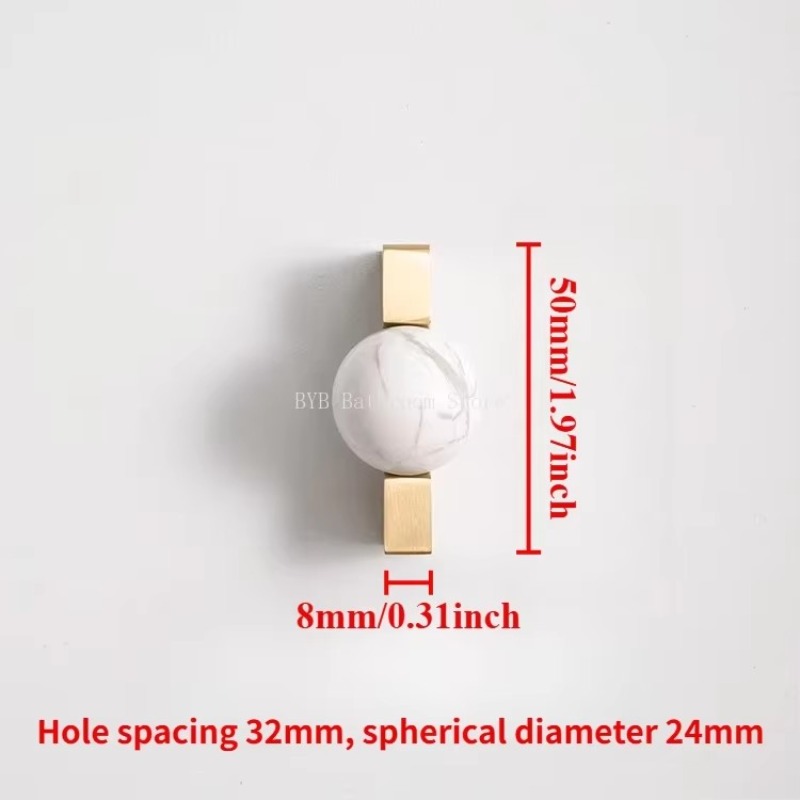 Furniture Hardware Drop Pulls - Bola de cristal branca + puxadores