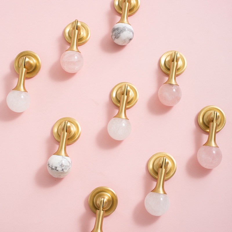 Furniture Hardware Drop Pulls - Bola de cristal branco + puxadores